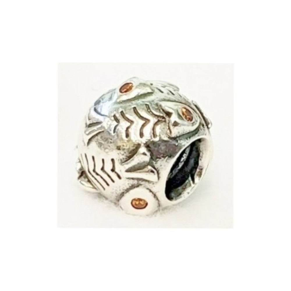 Pandora Charm Fish Bones Skeleton Orange Cubic Zirconias 790426 Collecti…